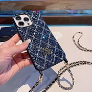 Fortok Chanek Diamond Phone Case With Crossbody Chain Silver/Dark Blue - 2