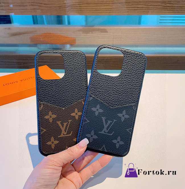 Fortok Louis Vuitton Classic Presbyopic Card Phone Case Black/Brown - 1