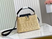 Fortok Louis Vuitton Capucines BB Straw Leather Handbag Beige Black M55011 27x20x9cm - 1