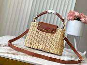Fortok Louis Vuitton Capucines BB Straw Leather Handbag Beige Brown M48865 27x20x9cm - 4