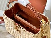 Fortok Louis Vuitton Capucines BB Straw Leather Handbag Beige Brown M48865 27x20x9cm - 5