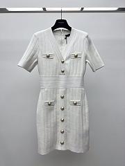 Fortok Balmain Knitted Dress White With Bottons - 1