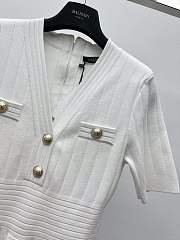 Fortok Balmain Knitted Dress White With Bottons - 4