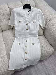 Fortok Balmain Knitted Dress White With Bottons - 2