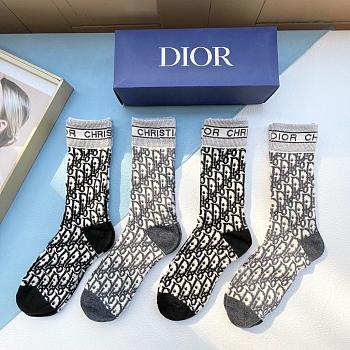 Fortok Dior Oblique Jacquard Socks Set 