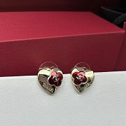 Fortok Chanel Red Heart Flower Earrings - 2