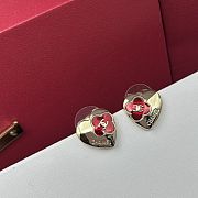 Fortok Chanel Red Heart Flower Earrings - 3
