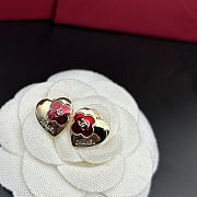 Fortok Chanel Red Heart Flower Earrings - 4