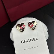 Fortok Chanel Red Heart Flower Earrings - 5