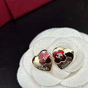 Fortok Chanel Red Heart Flower Earrings - 6