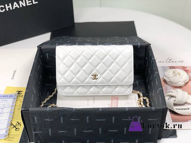 Fortok Chanel Woc Flap Bag White 33814 19x12x5cm - 1