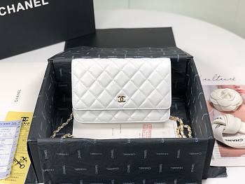 Fortok Chanel Woc Flap Bag White 33814 19x12x5cm