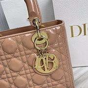 Fortok Dior Medium Lady Dior Patent Cannage Beige Gold-tone Metal 24×20×11cm - 6