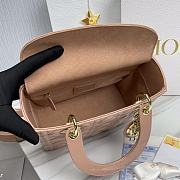 Fortok Dior Medium Lady Dior Patent Cannage Beige Gold-tone Metal 24×20×11cm - 4