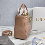 Fortok Dior Medium Lady Dior Patent Cannage Beige Gold-tone Metal 24×20×11cm - 2