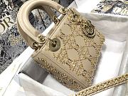 Fortok Dior Mini Lady Bag Platinum Metallic Cannage Lambskin With Beaded Embroidery 17x15x7cm - 4