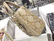 Fortok Dior Mini Lady Bag Platinum Metallic Cannage Lambskin With Beaded Embroidery 17x15x7cm - 5