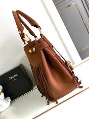 Fortok Celine Medium Annabel Bag With Fringed In Suede Calfskin Brown 36.5x28.5x10cm - 6