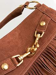 Fortok Celine Medium Annabel Bag With Fringed In Suede Calfskin Brown 36.5x28.5x10cm - 5