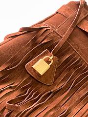 Fortok Celine Medium Annabel Bag With Fringed In Suede Calfskin Brown 36.5x28.5x10cm - 2
