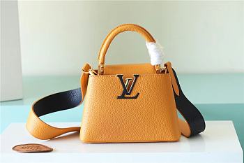 Fortok Louis Vuitton Capucines Mini Bag in Orange Taurillon Leather 21x14x8cm