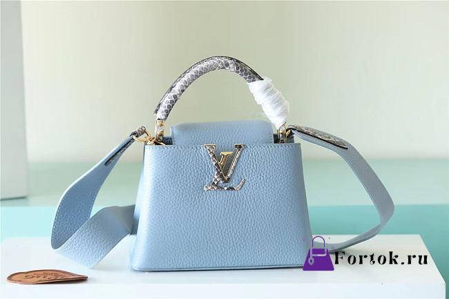 Fortok Louis Vuitton Capucines Mini Bag in Blue Taurillon Leather 21x14x8cm - 1