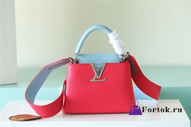 Fortok Louis Vuitton Capucines Mini Bag in Red Taurillon Leather 21x14x8cm - 1