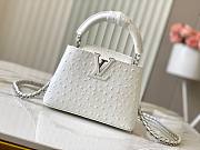 Fortok Louis Vuitton Capucines Bag White Ostrich Leather Pattern 21x14x9cm - 1
