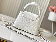 Fortok Louis Vuitton Capucines Bag White Ostrich Leather Pattern 21x14x9cm - 4