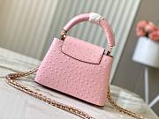Fortok Louis Vuitton Capucines Bag Pink Ostrich Leather Pattern 21x14x9cm - 3