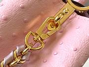 Fortok Louis Vuitton Capucines Bag Pink Ostrich Leather Pattern 21x14x9cm - 4