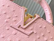 Fortok Louis Vuitton Capucines Bag Pink Ostrich Leather Pattern 21x14x9cm - 5