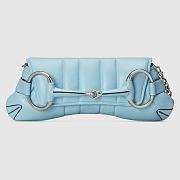 Fortok Gucci Horsebit Chain Medium Shoulder Bag in Blue Iridescent Leather 15x38x16cm - 1