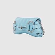 Fortok Gucci Horsebit Chain Medium Shoulder Bag in Blue Iridescent Leather 15x38x16cm - 6