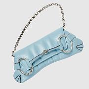 Fortok Gucci Horsebit Chain Medium Shoulder Bag in Blue Iridescent Leather 15x38x16cm - 2