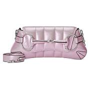 Fortok Gucci Horsebit Chain Medium Shoulder Bag in Pink Iridescent Leather 15x38x16cm - 1