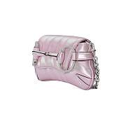 Fortok Gucci Horsebit Chain Medium Shoulder Bag in Pink Iridescent Leather 15x38x16cm - 2