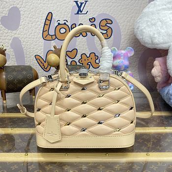 Fortok Louis Vuitton Alma BB Bag Beige With Silver & Gold-color Diamond-shaped Studs M24153 23.5x17.5x11.5cm