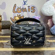 Fortok Louis Vuitton GO-14 MM Bag Black With Silver & Gold-color Diamond-shaped Studs M24151 23x16x10cm - 1