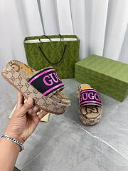 Fortok Gucci Thick-soled Slippers in Beige, Black & Pink - 5