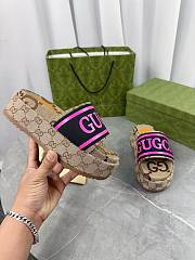 Fortok Gucci Thick-soled Slippers in Beige, Black & Pink - 6