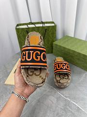 Fortok Gucci Thick-soled Slippers in Beige, Black & Orange - 3
