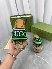 Fortok Gucci Thick-soled Slippers in Beige, Black & Green - 5