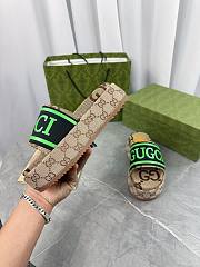 Fortok Gucci Thick-soled Slippers in Beige, Black & Green - 4