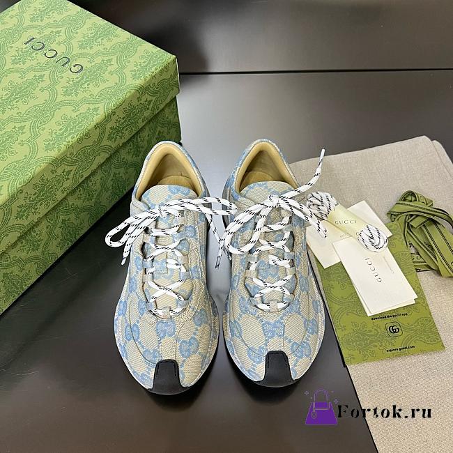 Fortok Gucci Run Sneakers in Beige Blue - 1