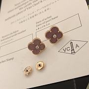 Fortok Van Cleef & Arpels Rose Stone Four-leaf Clover Earrings - 2