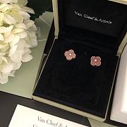 Fortok Van Cleef & Arpels Rose Stone Four-leaf Clover Earrings - 3