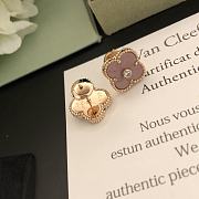 Fortok Van Cleef & Arpels Rose Stone Four-leaf Clover Earrings - 4