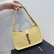 Fortok Saint Laurent Le5à7 Raffia Shoulder Bag Beige 657228 23×16×6.5cm - 1