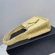 Fortok Saint Laurent Le5à7 Raffia Shoulder Bag Beige 657228 23×16×6.5cm - 6
